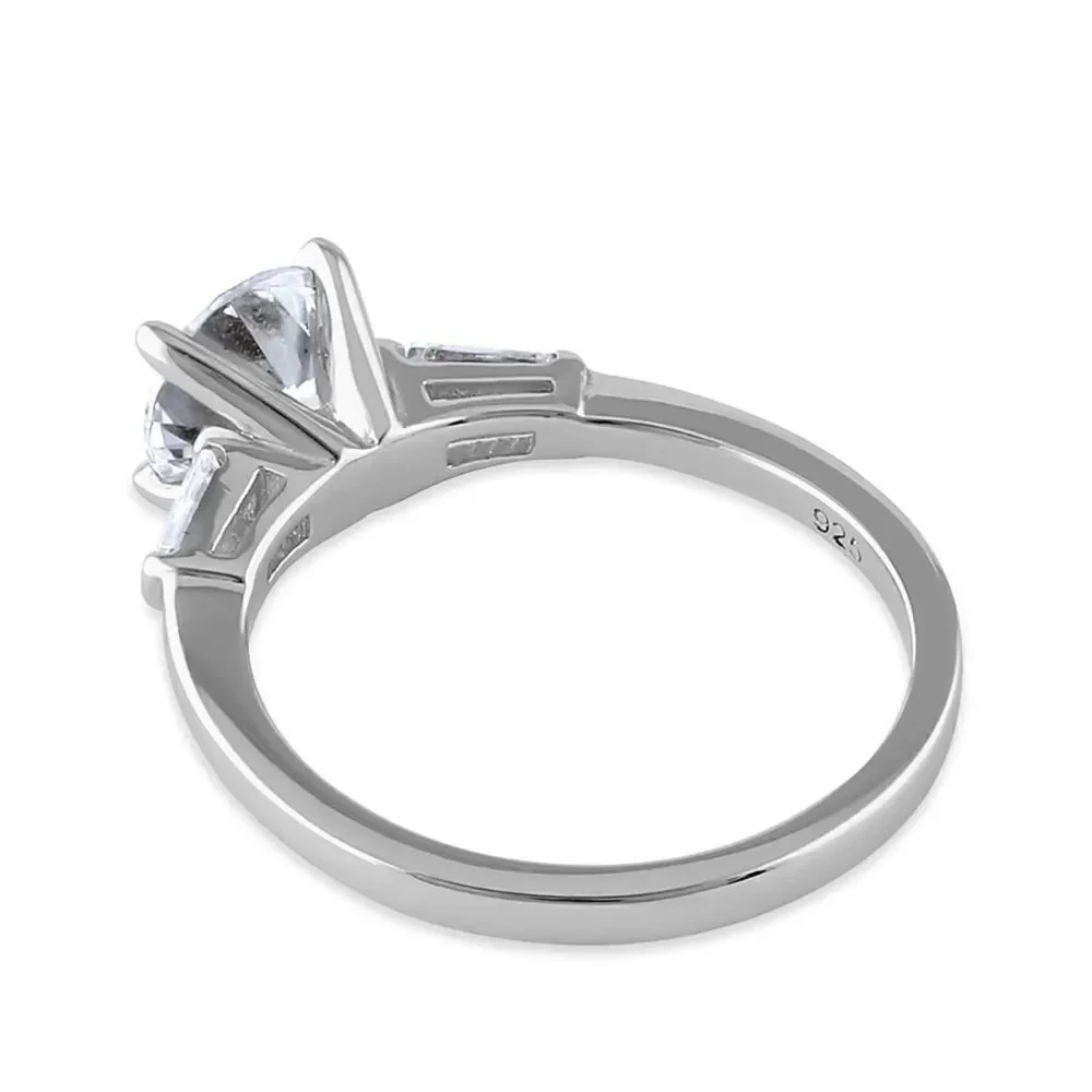 Sterling Silver Engagement Baguette CZ Ring New